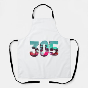 Miami 305 Area Code Florida Vintage Palm Trees Pri Apron
