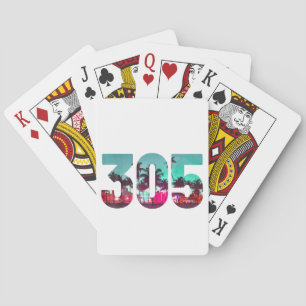 Miami 305 Area Code Florida Vintage Palm Trees Pri Playing Cards