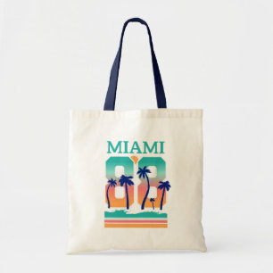 Miami 88 Retro Sunset Palm Tote Bag
