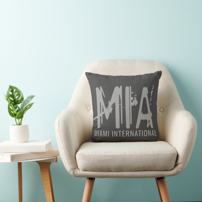 Miami Airport Grunge Typography Dark Grey Cushion (Chair)