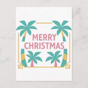 Miami Art Deco Christmas Palm Tree Postcard