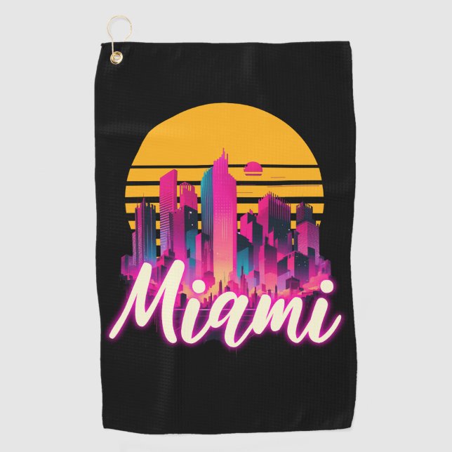 Miami at sunset golf towel (Front)