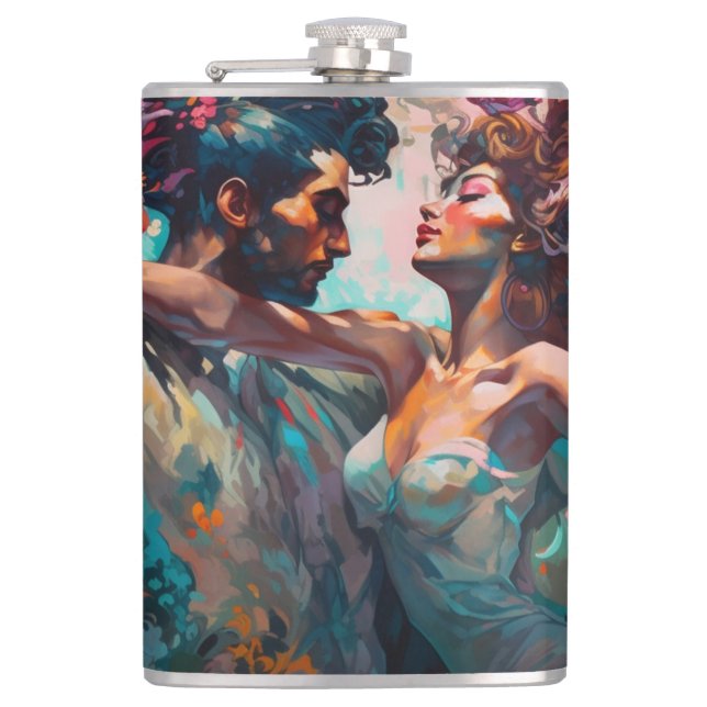 Miami Bachata Dance Dream Painting Hip Flask (Front)