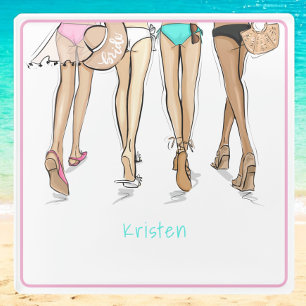 Miami Bachelorette Party Weekend Bikini Custom Glass Coaster