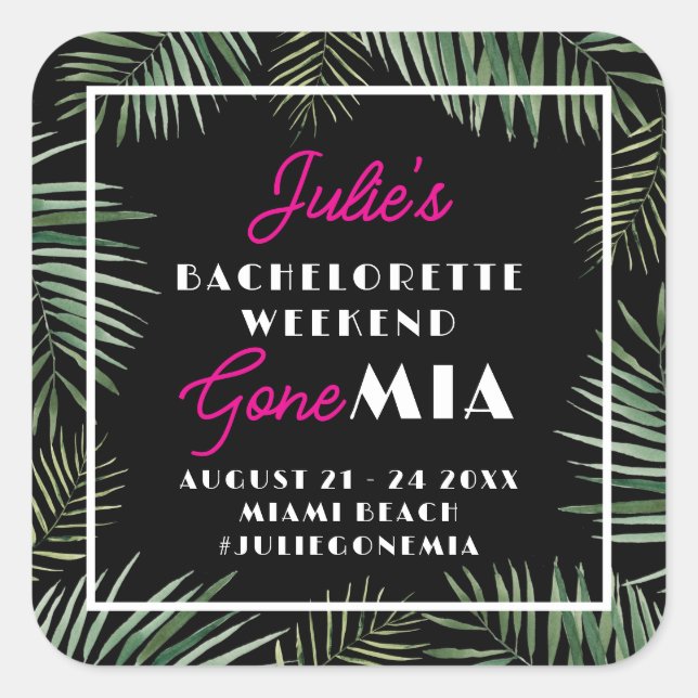 Miami Bachelorette Party Weekend Stickers (Front)