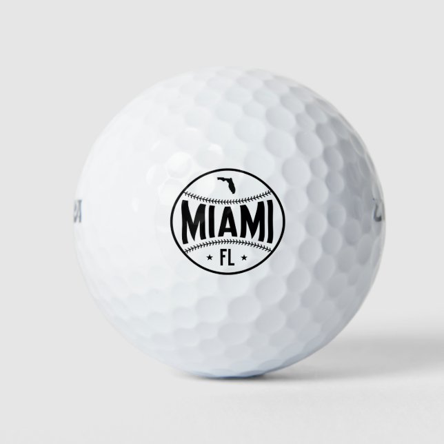 Miami Baseball Themed Golf Balls (Front)