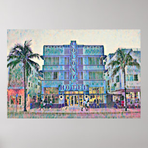 Miami Beach Art Deco Hotel Painting 2 Poster
