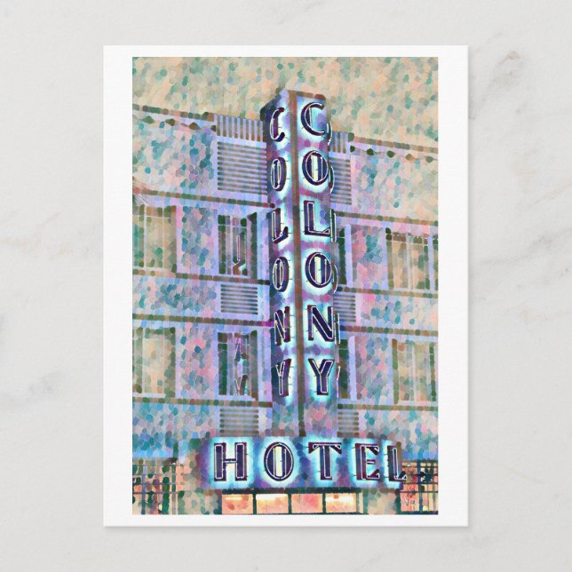 Miami Beach Art Deco Hotel Painting 3 Postcard (Front)
