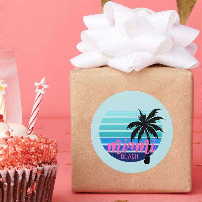 Miami Beach  Classic Round Sticker (Party)