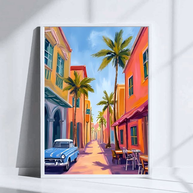 Miami Beach Colourful Street Scene Poster (Creator Uploaded)