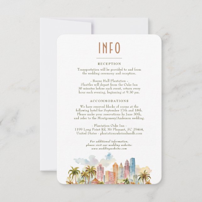 Miami Beach Destination Info Details Skyline Invitation (Front)