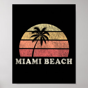 Miami Beach Fl Vintage 70s Retro Throwback Design  Poster