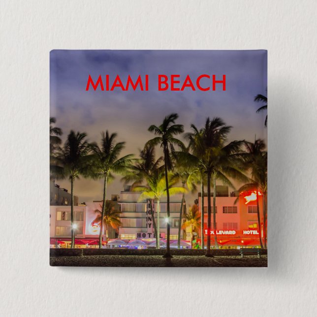 MIAMI BEACH FLORIDA 15 CM SQUARE BADGE (Front)