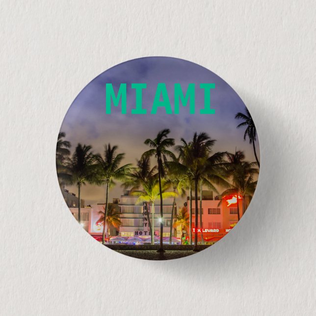 MIAMI BEACH FLORIDA 3 CM ROUND BADGE (Front)