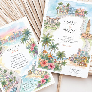 Miami Beach Florida Art Deco South Beach Wedding Invitation