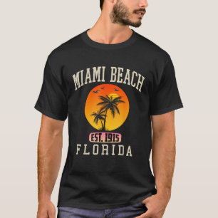 Miami Beach Florida Beach Retro Sunset Palm Trees T-Shirt