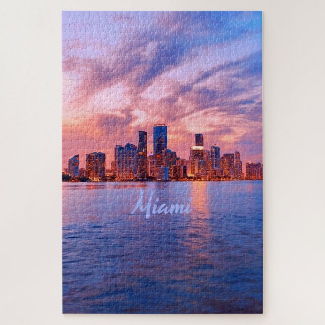Miami Beach Florida City Skyline Jigsaw Puzzle (Vertical)