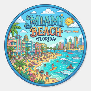 Miami Beach Florida Classic Round Sticker