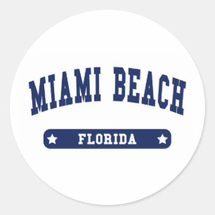 Miami Beach Florida College Style tee shirts Classic Round Sticker