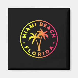 Miami Beach Florida Colourful Palm Tree Tie Dye Bo Magnet