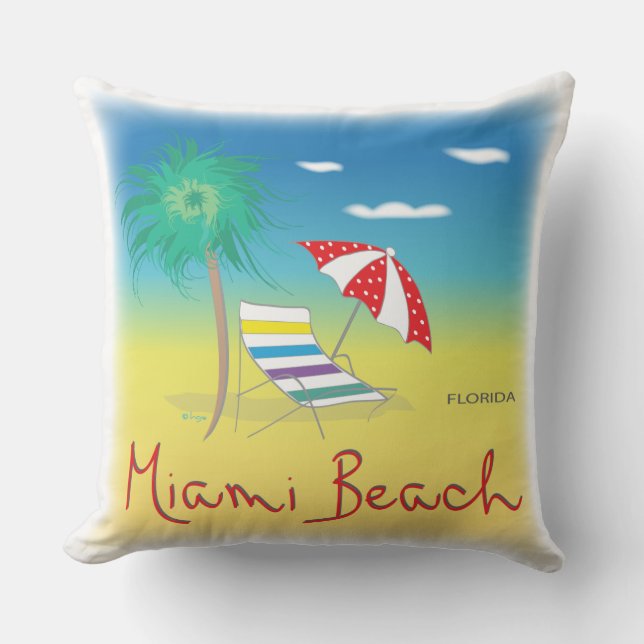Miami Beach, Florida Cool Modern Throw Pillows (Front)