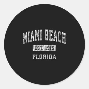 Miami Beach Florida Fl Vintage Established Sports  Classic Round Sticker
