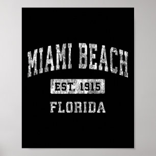 Miami Beach Florida Fl Vintage Established Sports Poster