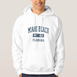 Miami Beach Florida FL Vintage Sports Design Navy  Hoodie