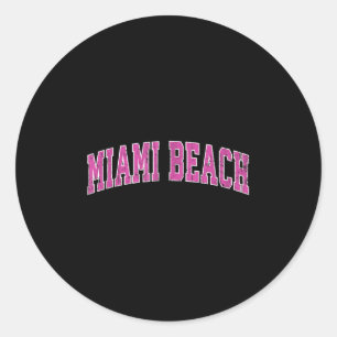 Miami Beach Florida Fl Vintage Sports Design Pink Classic Round Sticker