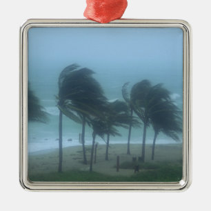 Miami Beach, Florida, hurricane winds lashing Metal Ornament
