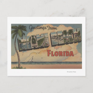 Miami Beach, Florida - Large Letter Scenes Postcard