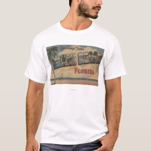 Miami Beach, Florida - Large Letter Scenes T-Shirt