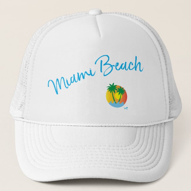 Miami Beach, Florida Logo Palm Cool Adjustable Hat (Front)