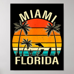 Miami Beach Florida Palm Tree Vintage Sunset Poster