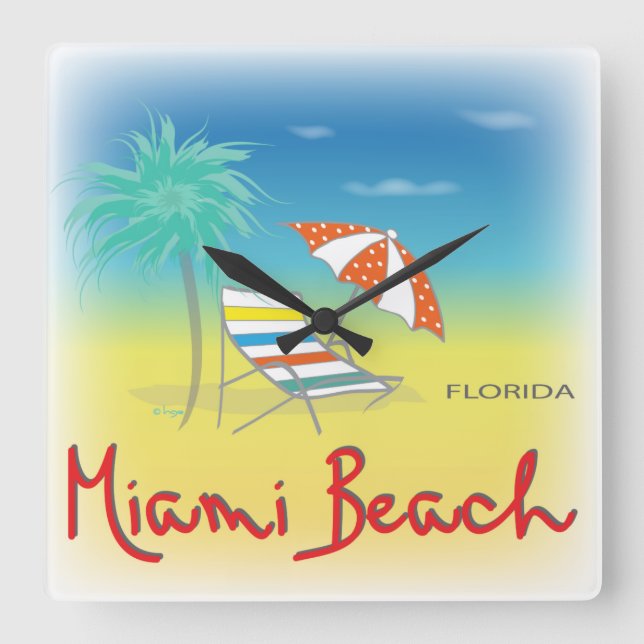 Miami Beach, Florida Palm Wall Clock (Front)