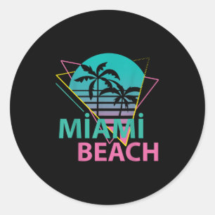 Miami Beach Florida Proud Floridian Retro Palms Tr Classic Round Sticker