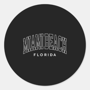 Miami Beach Florida Retro Preppy Throwback Vintage Classic Round Sticker