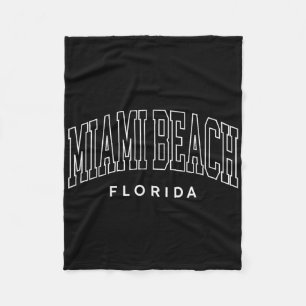 Miami Beach Florida Retro Preppy Throwback Vintage Fleece Blanket