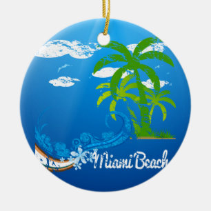 Miami Beach Florida Souvenir Ceramic Tree Decoration