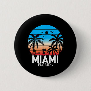 Miami Beach Florida Summer Vacation Vintage Sunset 6 Cm Round Badge