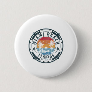 Miami Beach Florida Summer Vacation Vintage Sunset 6 Cm Round Badge