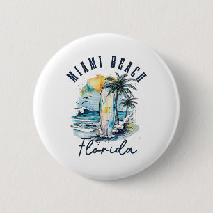 Miami Beach Florida Surf Vintage Surf Beach Surfer 6 Cm Round Badge