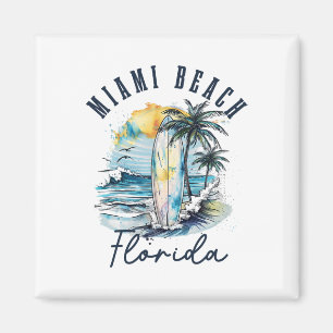 Miami Beach Florida Surf Vintage Surf Beach Surfer Magnet