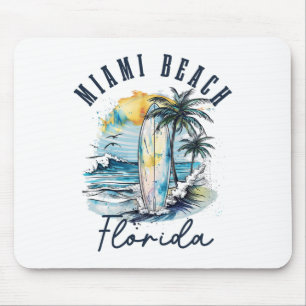 Miami Beach Florida Surf Vintage Surf Beach Surfer Mouse Pad