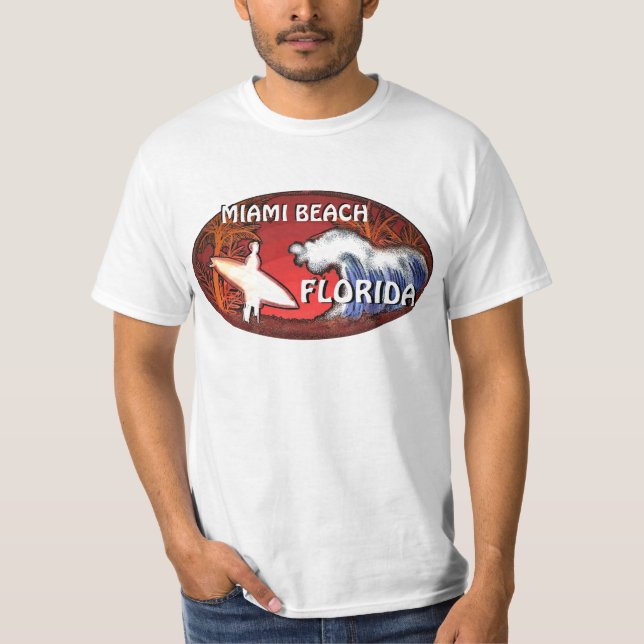 Miami Beach Florida surfer waves art value tee (Front)
