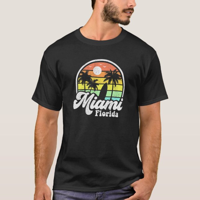 Miami Beach Florida Surfing 70s Surf Idea T-Shirt (Front)