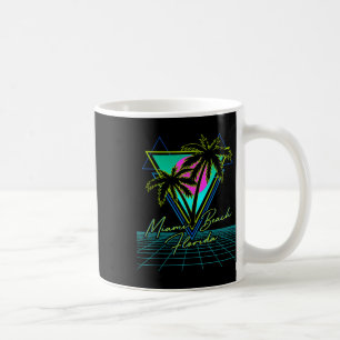 Miami Beach Florida Trip Retro 80s Vaporwave Grid  Coffee Mug