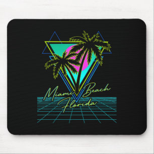 Miami Beach Florida Trip Retro 80s Vaporwave Grid Mouse Pad