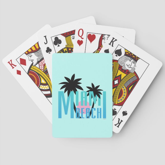 Miami-Beach-Florida-Typography Playing Cards (Back)
