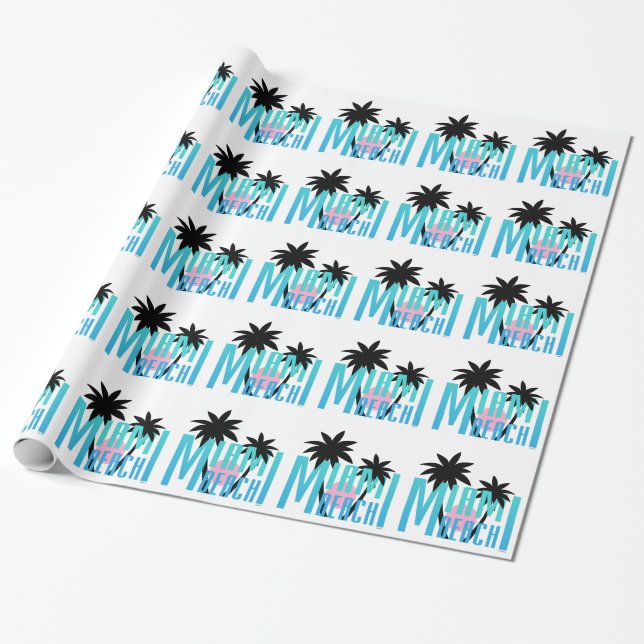 Miami-Beach-Florida-Typography Wrapping Paper (Unrolled)
